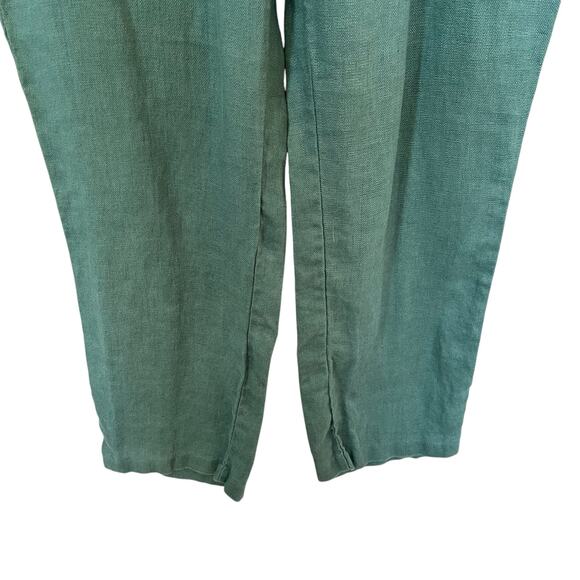 Coldwater Creek Pants Women's Size 14 Green 100% Linen Trouser Work Office Cool - Picture 3 of 13